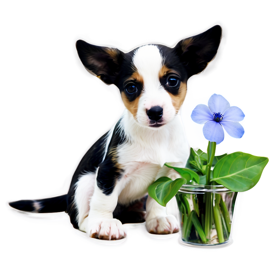 Puppy With Flowers Png Kuc