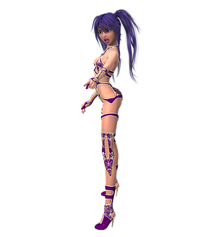 Purple Anime Warrior Woman