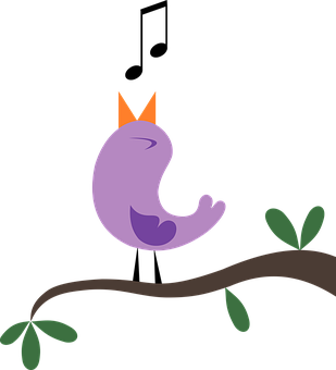 Purple Bird Illustrationon Branch