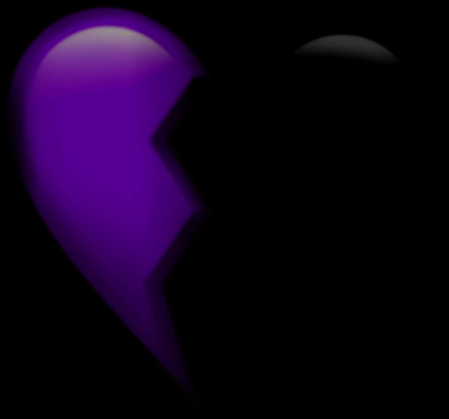 Purple Broken Heart Dark Background PNG with transparent background