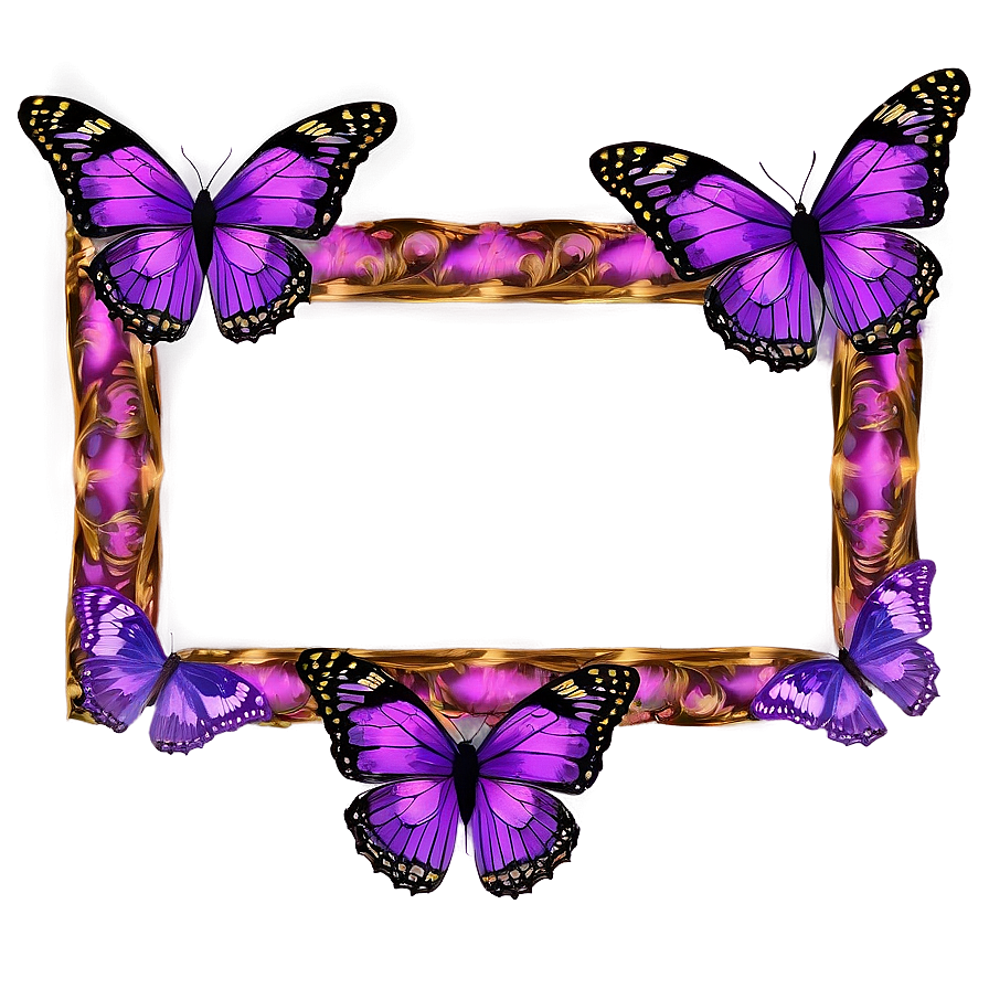 Purple Butterfly Frame Border Png 06262024