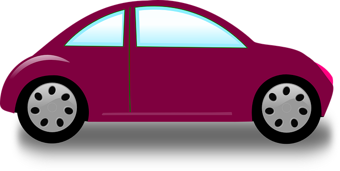Purple Car Side View Vector PNG with transparent background
