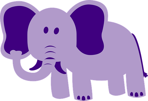 Purple Cartoon Elephant PNG with transparent background
