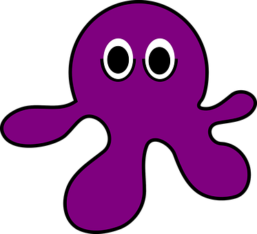 Purple Cartoon Octopus PNG with transparent background