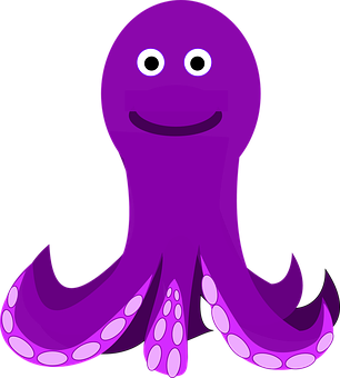 Purple Cartoon Octopus PNG with transparent background