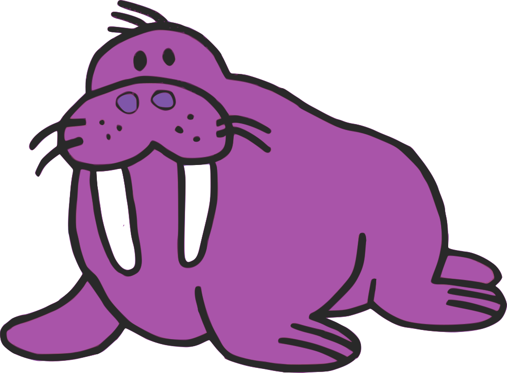 Purple Cartoon Walrus