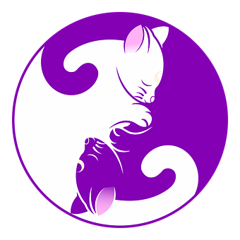 Purple Cat Silhouette Circle