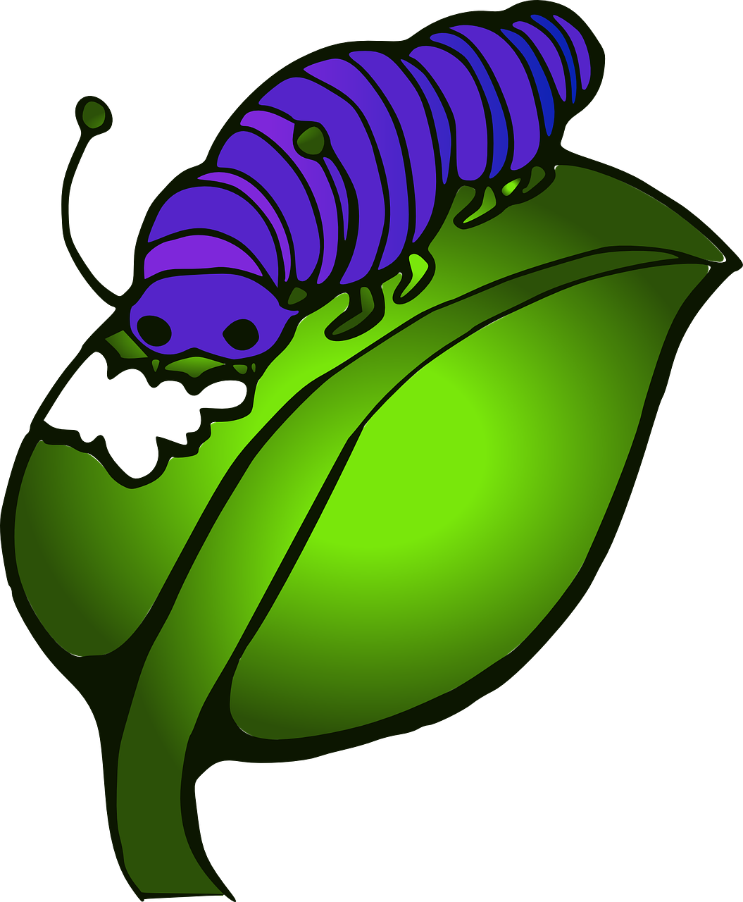 Caterpillar, Leave, Eat, Blue, Green, Hunger - Animasi Ulat Kupu Kupu, HD Png Download PNG with transparent background