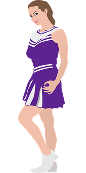 Purple Cheerleader Vector Illustration PNG with transparent background