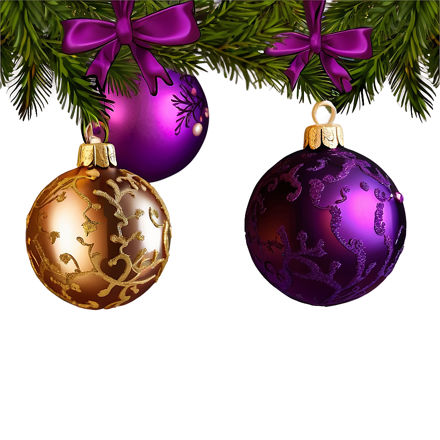 Purple Christmas Ornaments Png Sao