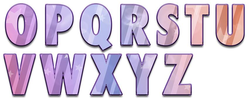 Purple Crystal Alphabet Letters O Pto Z Z