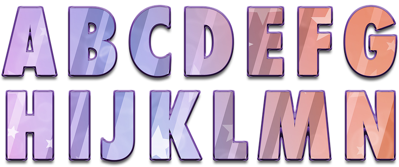 Purple Crystal Alphabet Letters