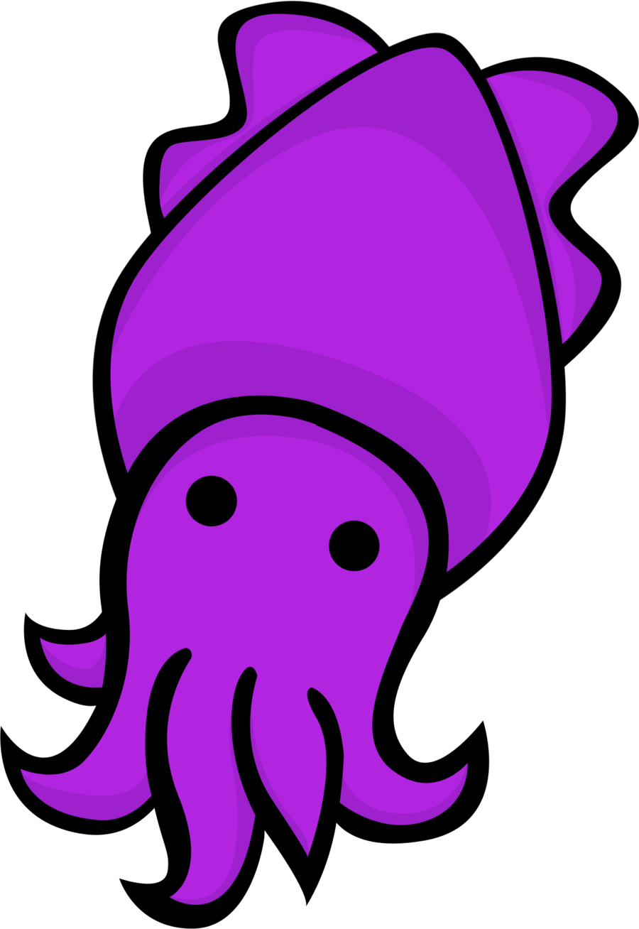 Purple Cuttlefish Cartoon Graphic