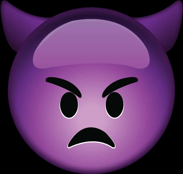 Purple Devil Emoji Angry Expression PNG image with a transparent background, free high-resolution download