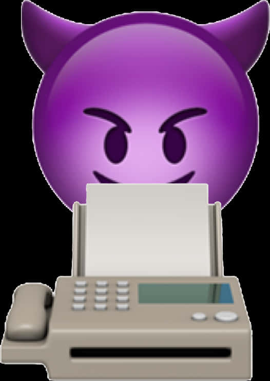 Purple Devil Emoji Fax Machine PNG image with a transparent background, free high-resolution download