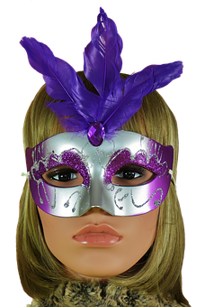 Purple Feathered Masquerade Mask PNG with transparent background