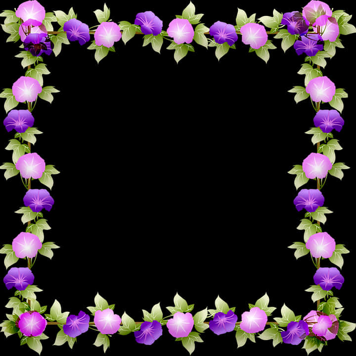 Purple Floral Frame Design PNG with transparent background