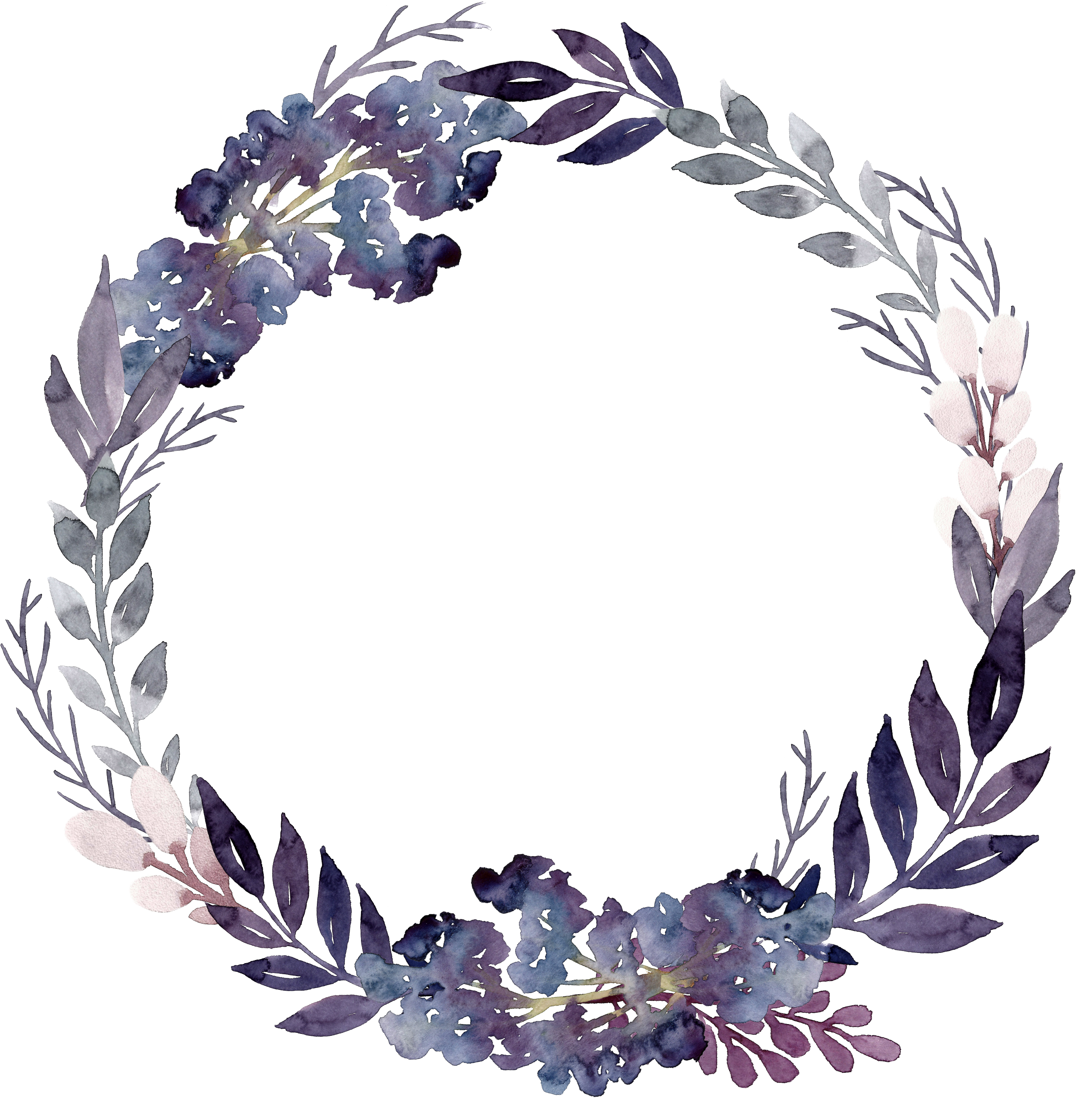 Flower Leaf Garland Purple Wreath Foliage Flowers Clipart - Purple Flower Wreath Transparent Background, HD Png Download PNG with transparent background