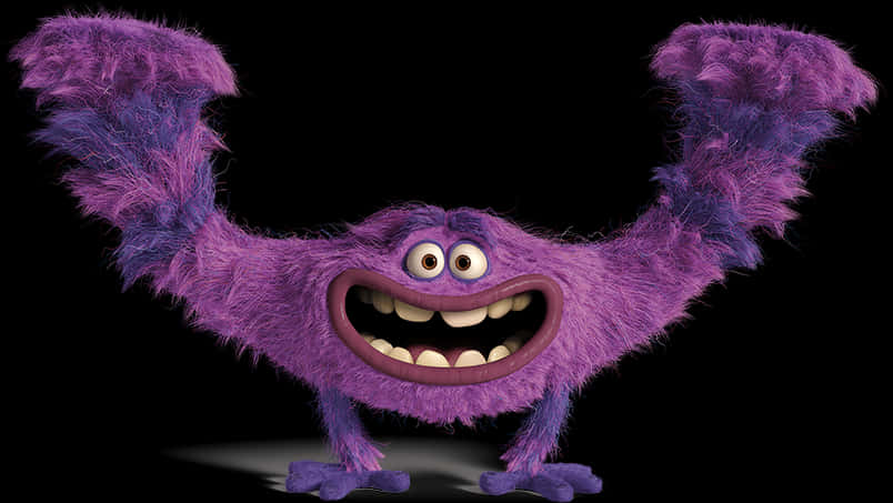 Purple Furry Monster Cartoon PNG with transparent background
