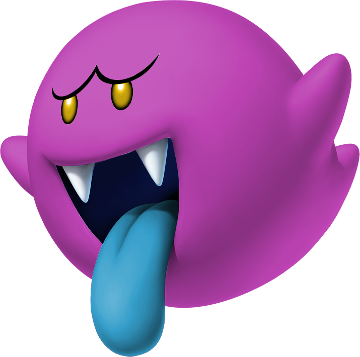 Purple Ghost Character Tongue Out