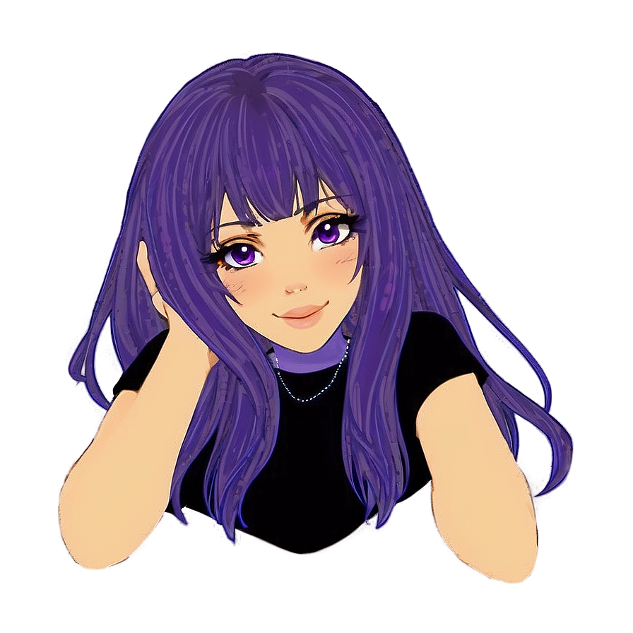 Purple Hair Kawaii Character Png 06272024