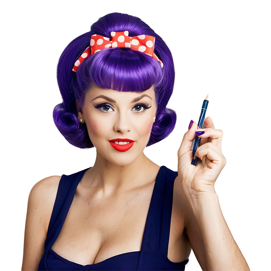 Purple Hair Vintage Pin-up Girl Png Ldo16