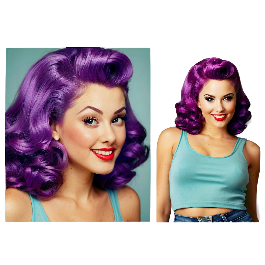 Purple Hair Vintage Pin-up Girl Png Wxv73