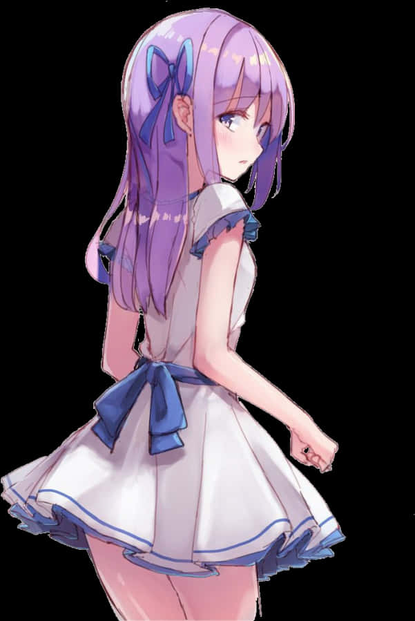 Purple Haired Anime Girl Glance