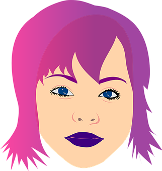 Purple Haired Female Vector Portrait PNG with transparent background