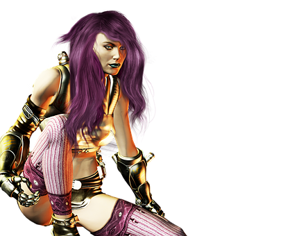 Purple Haired Warrior Woman