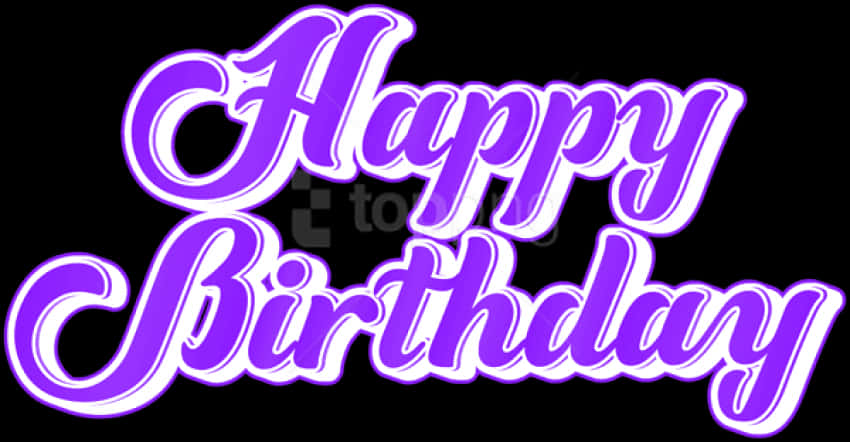 Purple Happy Birthday Text