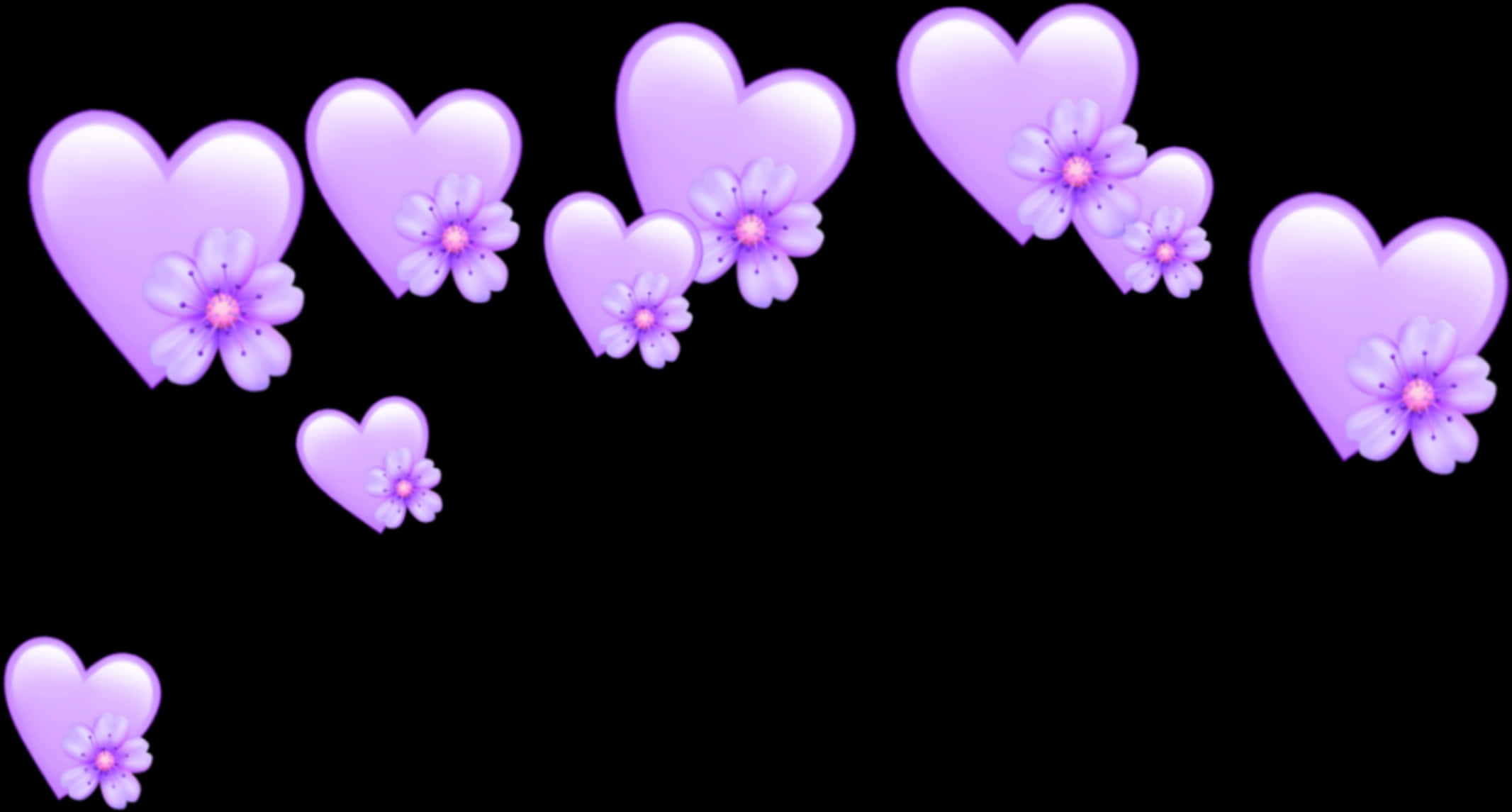 Purple Heart Emojiswith Flowers