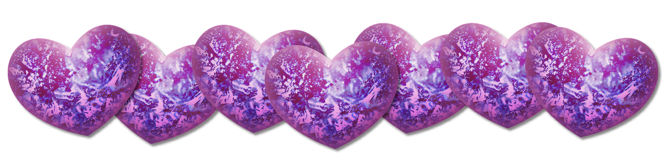 Purple Hearts Row Pattern PNG with transparent background