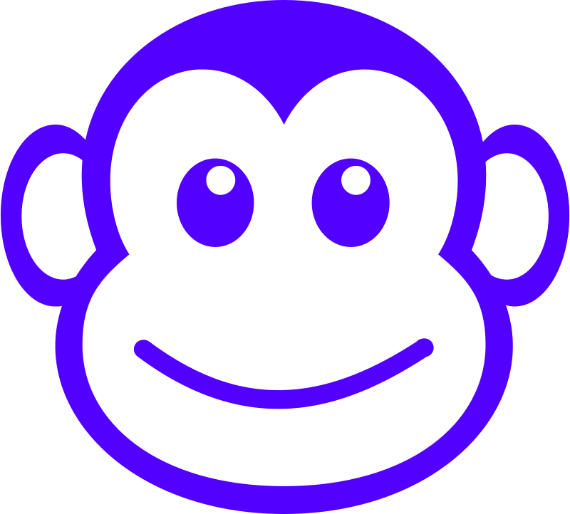Purple Monkey Outline Graphic PNG with transparent background