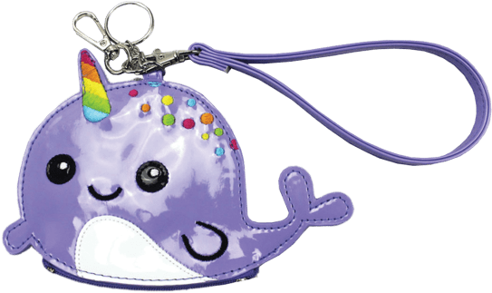 Purple Narwhal Keychain Accessory