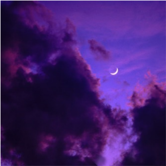 Purple Night Sky Crescent Moon