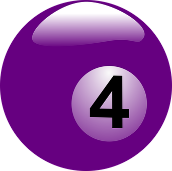 Purple Number4 Billiard Ball