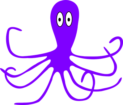 Purple Octopus Cartoon Illustration PNG with transparent background