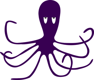 Purple Octopus Cartoon Illustration PNG with transparent background