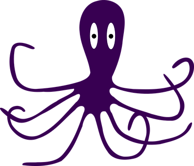Purple Octopus Cartoon PNG with transparent background