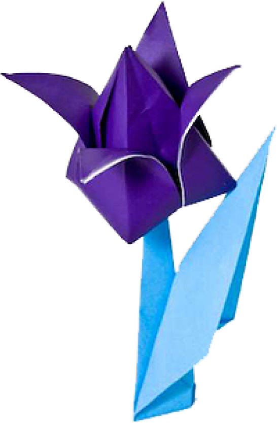 Purple Origami Floweron Blue Stem