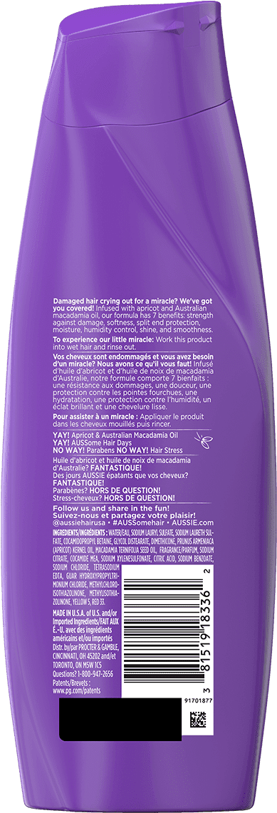 Aussie Miracle Moist Shampoo Ingredients, HD Png Download PNG with transparent background