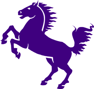 Purple Silhouette Rearing Horse