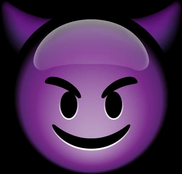 Purple Smiling Emojiwith Devil Horns PNG with transparent background