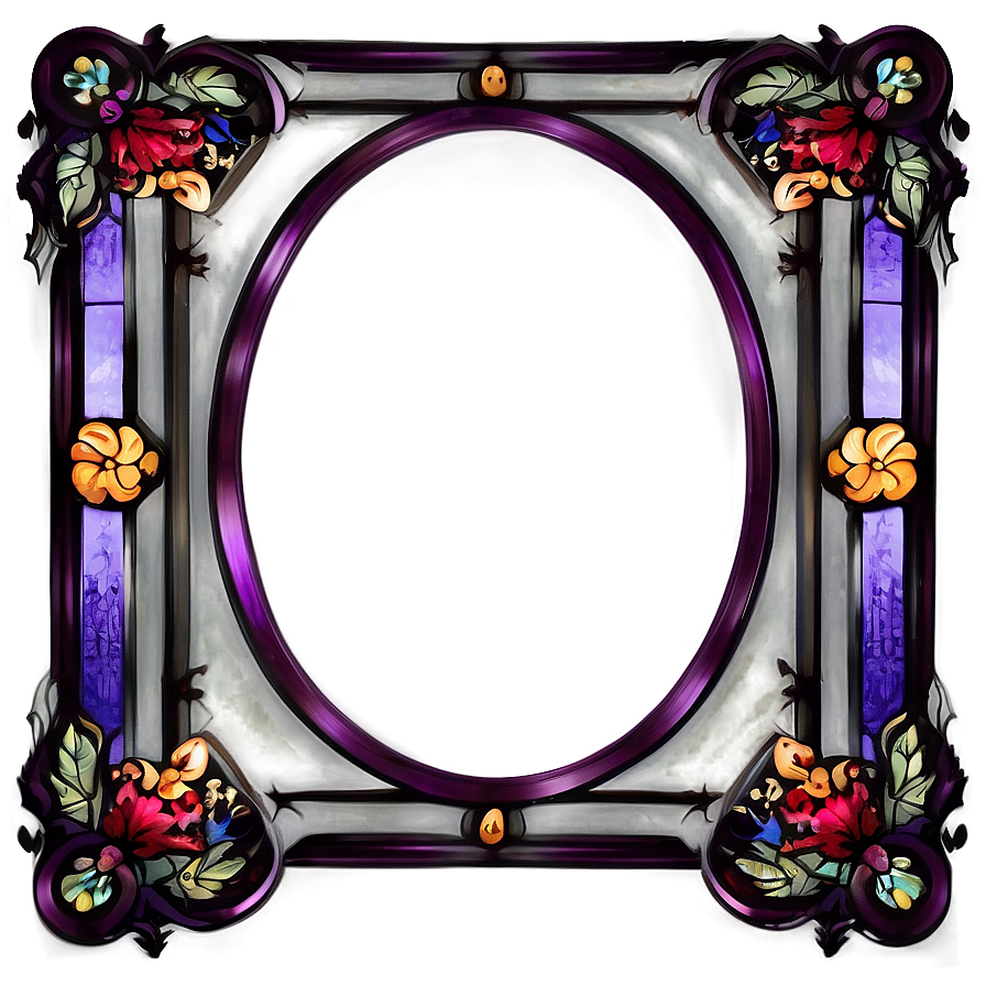 Purple Stained Glass Border Png Yig91