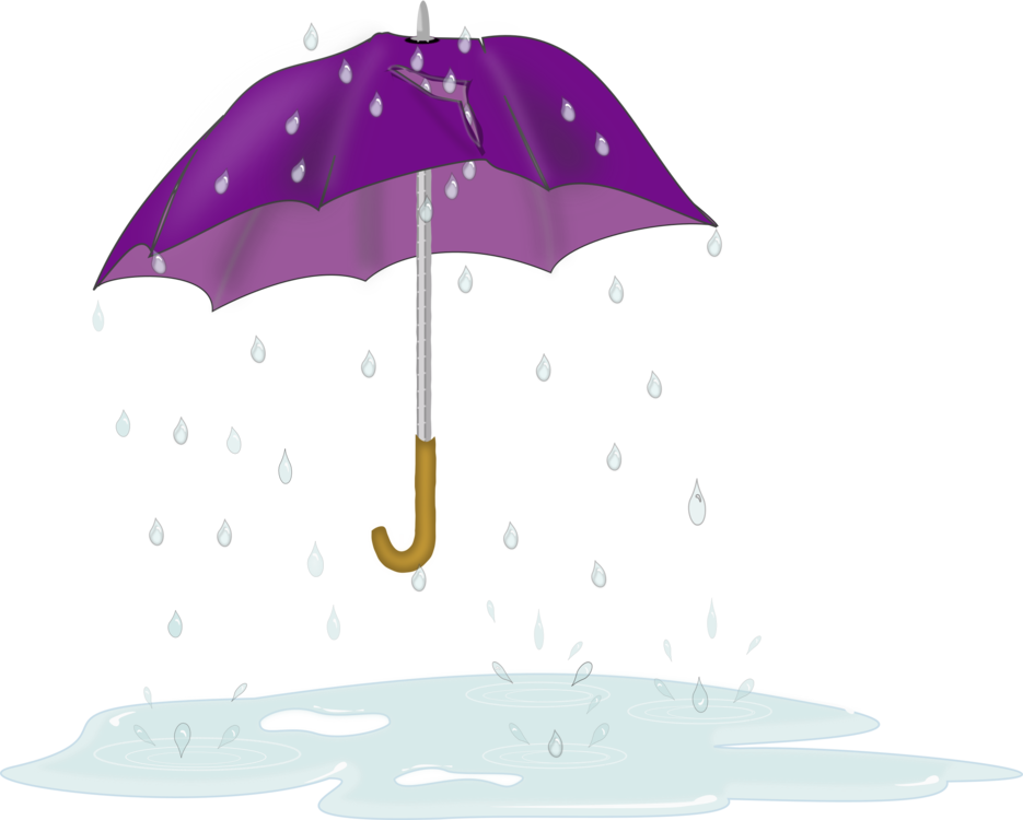 Purple Umbrella Rain Drops