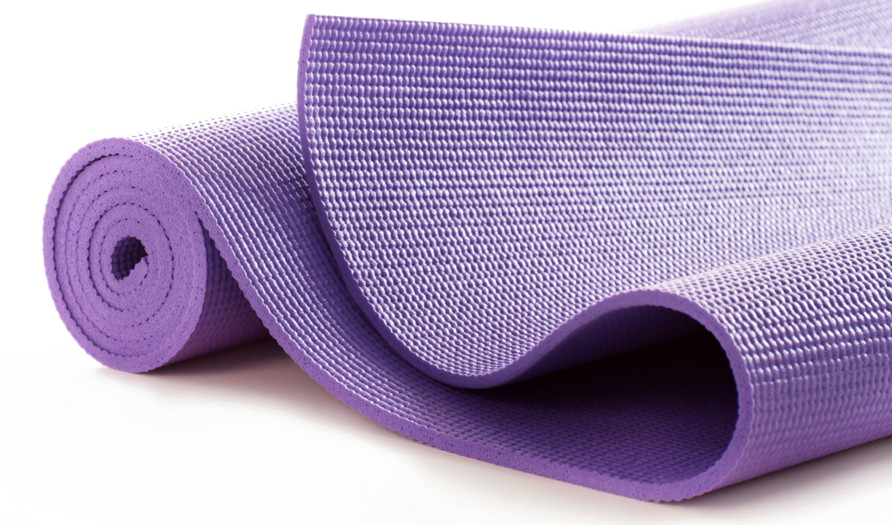 Purple Yoga Mat Rolled Unrolled