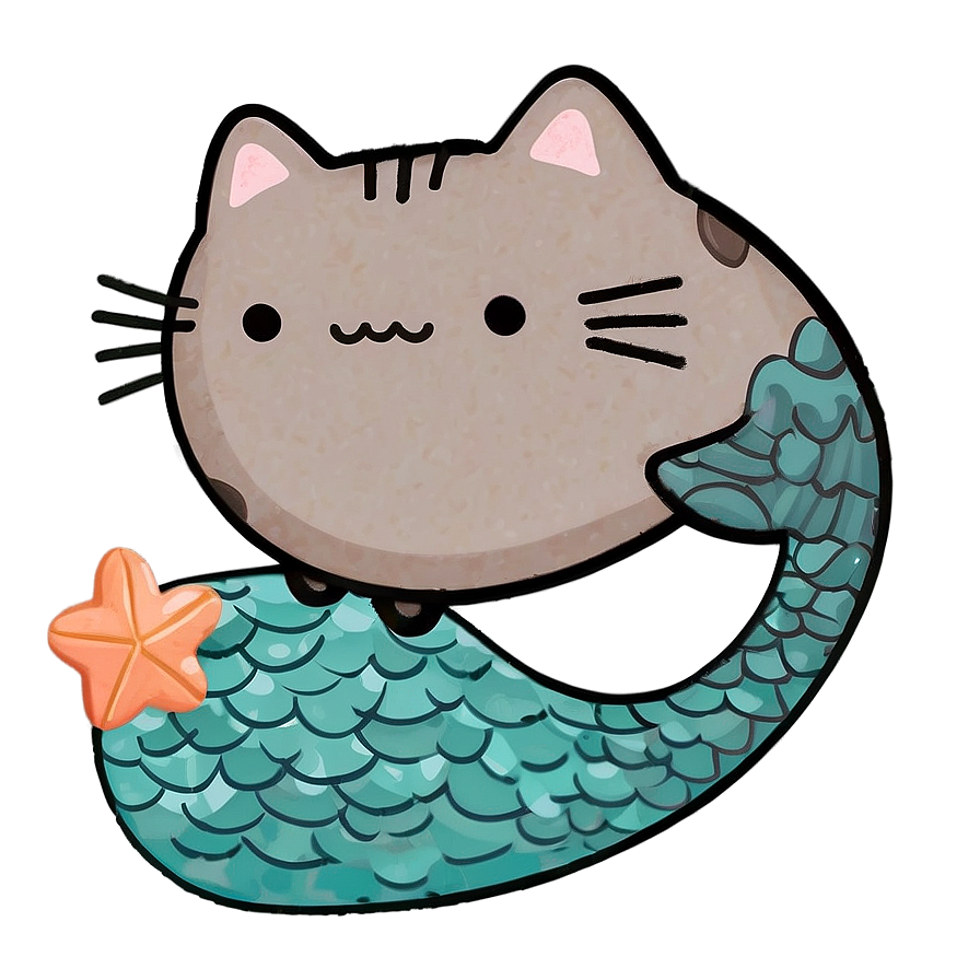Pusheen Mermaid Adventure PNG emt PNG with transparent background