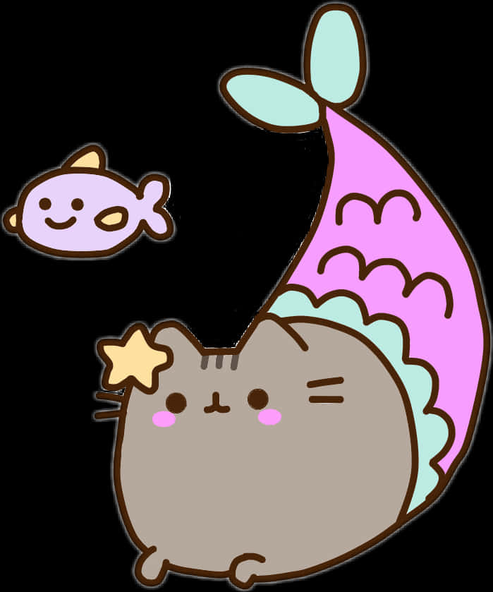 Pusheen Mermaidand Fish Friend