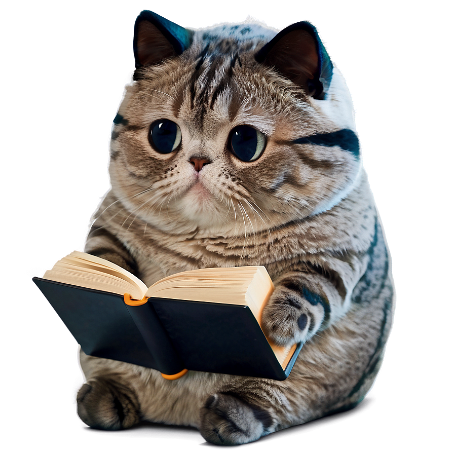 Pusheen Reading Book PNG 10 PNG with transparent background